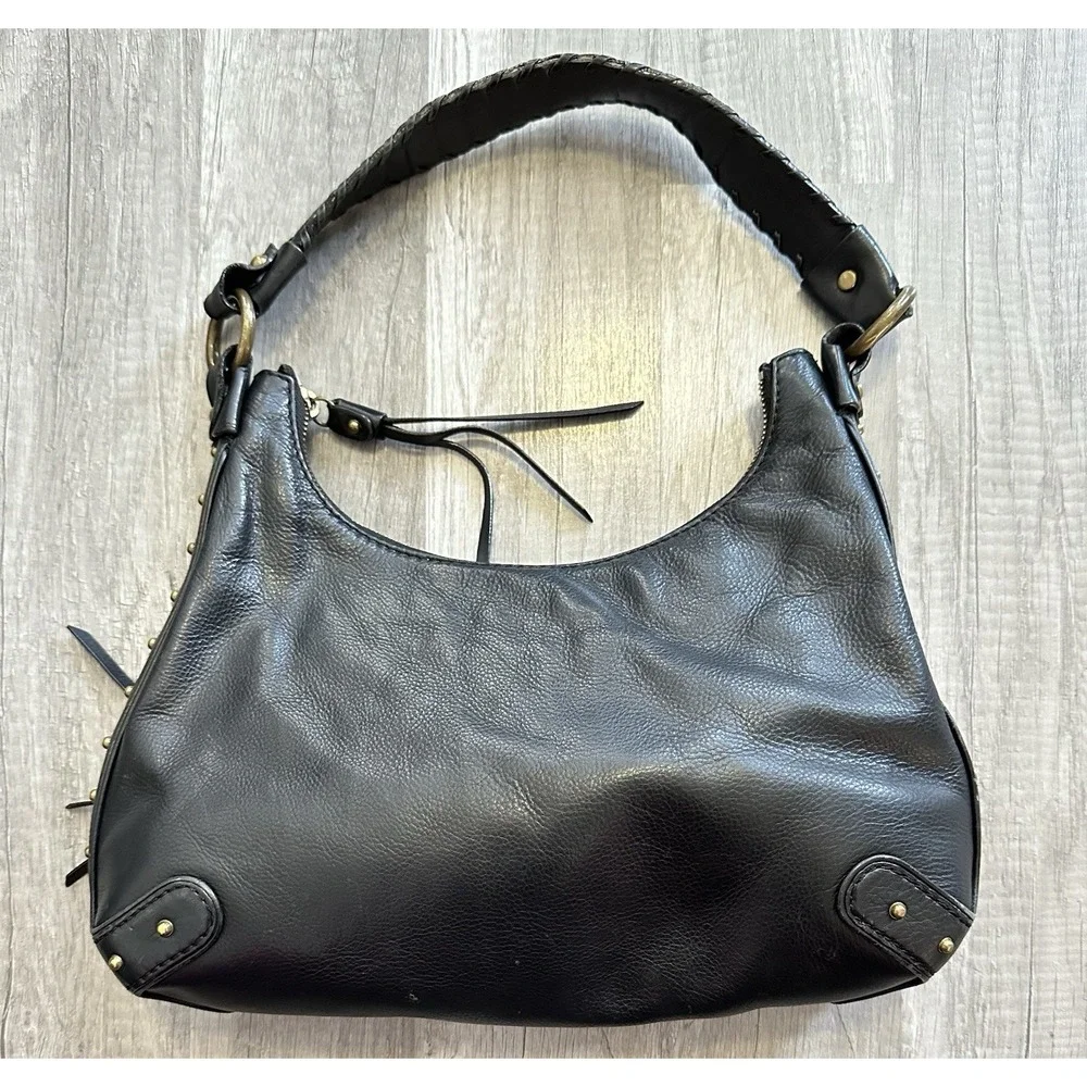 Black Michael Kors Ashbury Pebbled‎ Leather Shoulder Bag Hobo Purse Gold